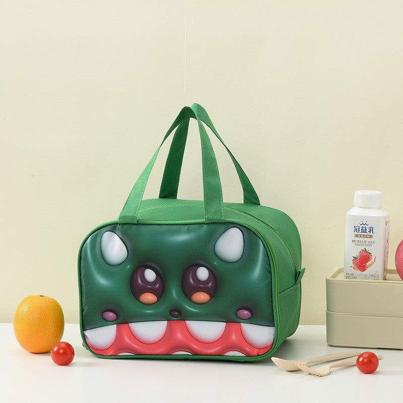 Geanta Frigorifica, Cu Desene Animat 3D, Portabila Pentru Copii, De Pranz, Din Panza Oxford, 27.5X18X20 Cm, Model Crocodil, Verde - vivimall.ro