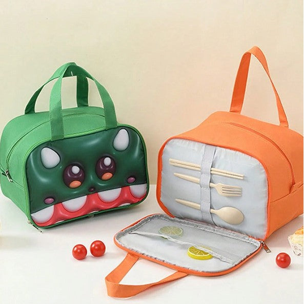 Geantă Frigorifică, Vivimall, cu Desene Animat 3D, Portabilă pentru Copii, de Prânz, din Pânză Oxford, 27.5x18x20 cm, Model Crocodil, Verde - vivimall.ro