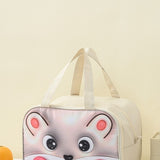 Geantă Frigorifică, Vivimall, cu Desene Animat 3D, Portabilă pentru Copii, de Prânz, din Pânză Oxford, 27.5x18x20 cm, Model Soricel, Bej - vivimall.ro