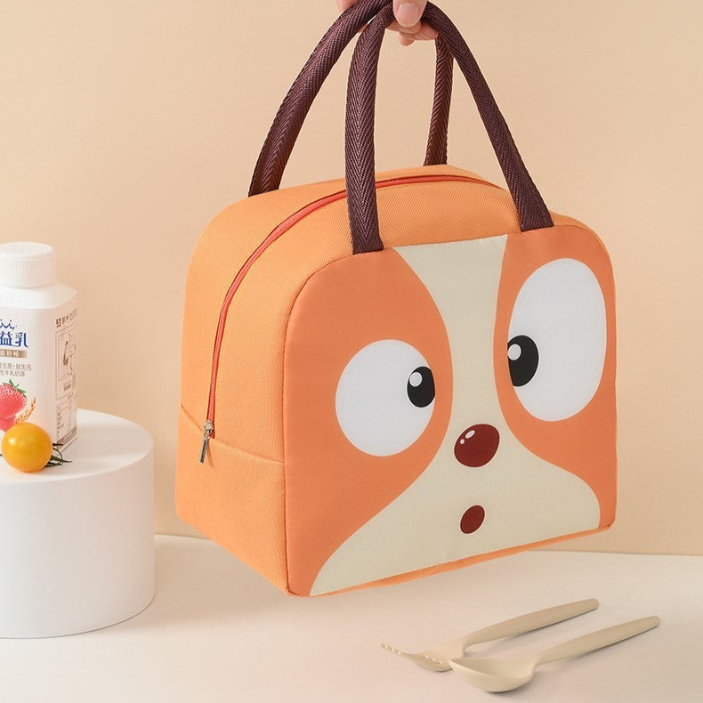 Geantă Frigorifică, Vivimall, cu Desene Animat, Portabilă pentru Copii, de Prânz, din Pânză Oxford, 22x14x19 cm, Model Catelus, Maro - vivimall.ro