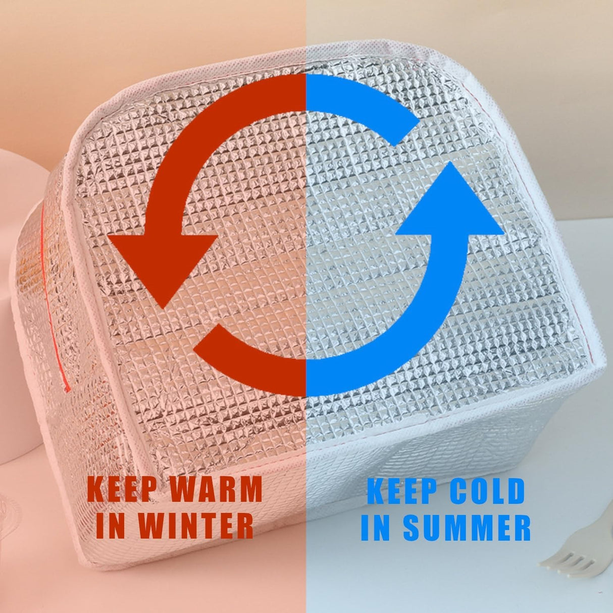 Geantă Frigorifică, Vivimall, cu Desene Animat, Portabilă pentru Copii, de Prânz, din Pânză Oxford, 22x14x19 cm, Model Ursulet, Bej - vivimall.ro