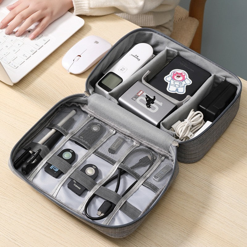 Geantă Organizatoare, Pentru Cabluri Și Accesorii, Portabilă, Impermeabilă, 24,5 x 18 x 10 cm, Gri - vivimall.ro
