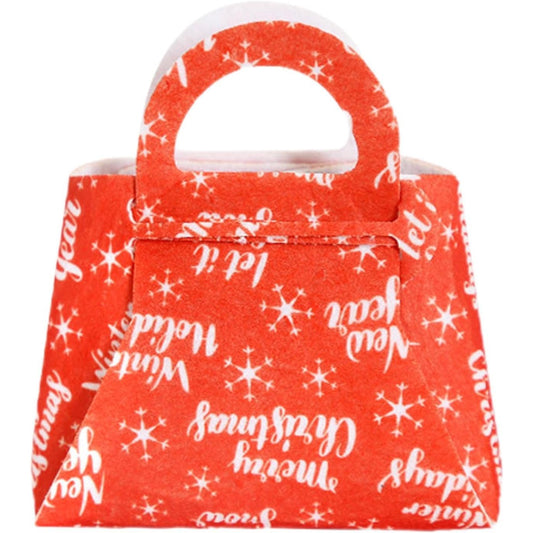 Geanta pentru Copii, Vivimall, Pliabila, pentru Cadouri de Craciun, din Panza Netesuta, Merry Christmas, 13 x 12 x 6 cm, Rosu - vivimall.ro