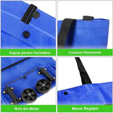 Geanta Pliabila, 2 In 1, Carucior Cu Roti, Pentru Cumparaturi, 19 L, Plastic, 39 X 46 X 12 Cm - vivimall.ro