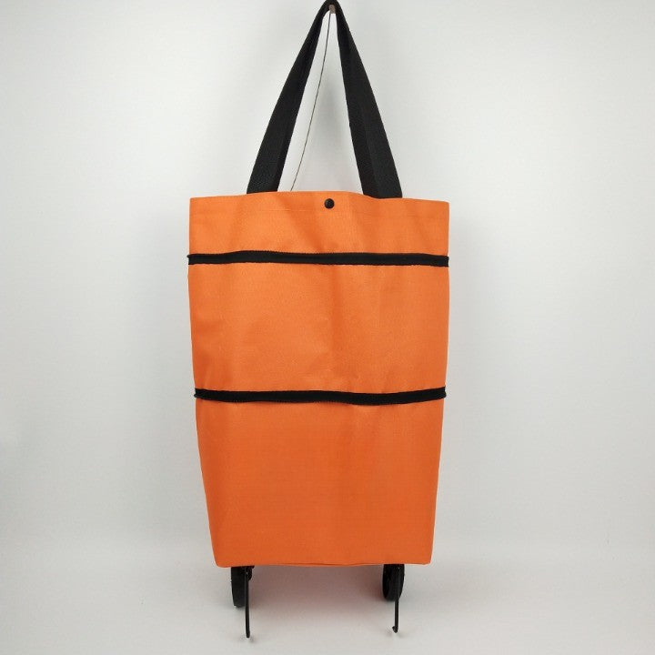 Geanta Pliabila, 2 In 1, Carucior Cu Roti, Pentru Cumparaturi, 19 L, Plastic, 39 X 46 X 12 Cm - vivimall.ro