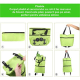 Geanta Pliabila, 2 In 1, Carucior Cu Roti, Pentru Cumparaturi, 19 L, Plastic, 39 X 46 X 12 Cm - vivimall.ro