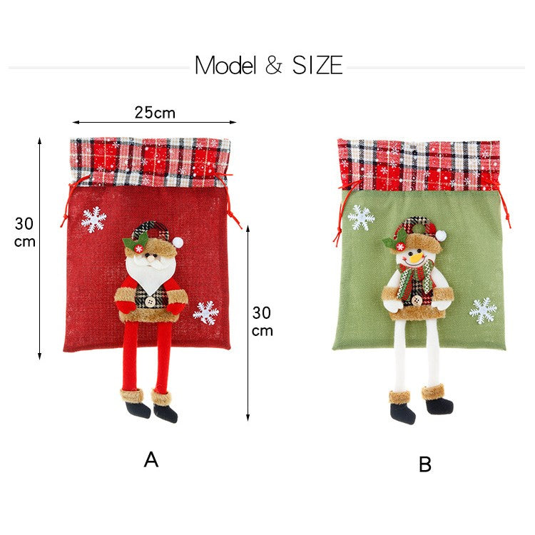 Sac din textil pentru cadouri de Craciun, Flippy, Model Ren, 30x25 cm, Gri