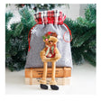 Sac din textil pentru cadouri de Craciun, Vivimall, Model Ren, 30x25 cm, Gri - vivimall.ro