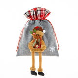 Sac din textil pentru cadouri de Craciun, Flippy, Model Ren, 30x25 cm, Gri