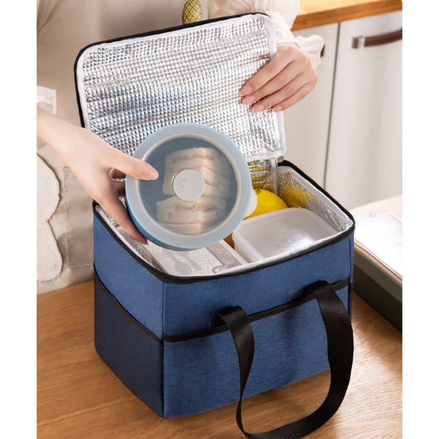 Geanta Termica Pentru Pranz, Compartimente Telefon Si Tacamuri, Multifunctionala, Impermeabila, 24X18X21 Cm - vivimall.ro