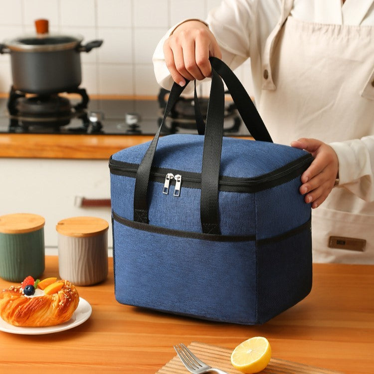 Geanta Termica Pentru Pranz, Compartimente Telefon Si Tacamuri, Multifunctionala, Impermeabila, 24X18X21 Cm - vivimall.ro