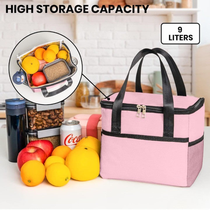 Geanta Termica Pentru Pranz, Compartimente Telefon Si Tacamuri, Multifunctionala, Impermeabila, 24X18X21 Cm - vivimall.ro