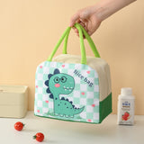 Geanta Termoizolanta pentru Copii, Vivimall, 23x13x19 cm, Model Imprimeu Dinozaur, din Folie de Aluminiu si Panza Oxford, Verde - vivimall.ro