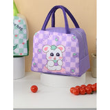Geanta Termoizolanta pentru Copii, Vivimall, 23x13x19 cm, Model Imprimeu Iepuras, din Folie de Aluminiu si Panza Oxford, Mov - vivimall.ro