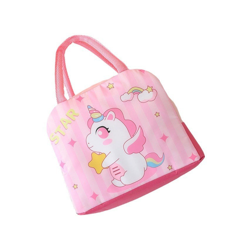 Geanta Termoizolanta Pentru Copii, 23X13X19 Cm, Model Imprimeu Unicorn, Din Folie De Aluminiu Si Panza Oxford, Roz - vivimall.ro