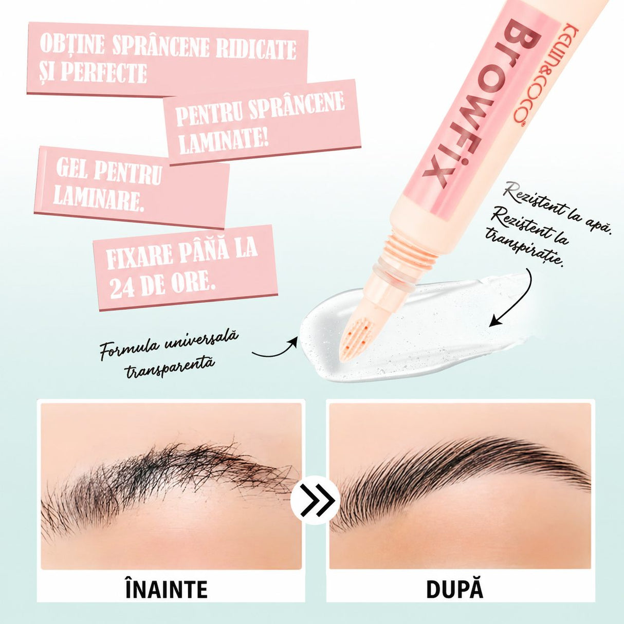 Periuță de silicon a gelului Brow Fix Kevin&Coco, detaliu aplicator pentru sprâncene