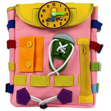 Ghiozdan Montessori, Pentru Copii 2-6 Ani, Fidget Pop, Cu Catarame Si Fermoare, Jucarii Senzoriale, Activitate De Invatare Prin Joc, 0.25 Kg