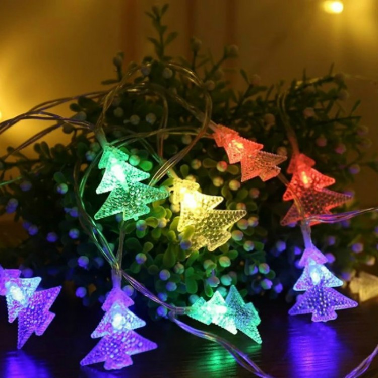 Ghirlanda Luminoasa Cu Bec In Forma De Brazi, 3 Metri, 20 Led-Uri, Forme Din Plastic, Fir, Multicolora - vivimall.ro