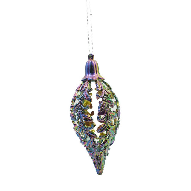 Glob de Craciun, Iridescent, in forma de Con de brad, 6 cm x 15 cm, Plastic, Flippy - vivimall.ro