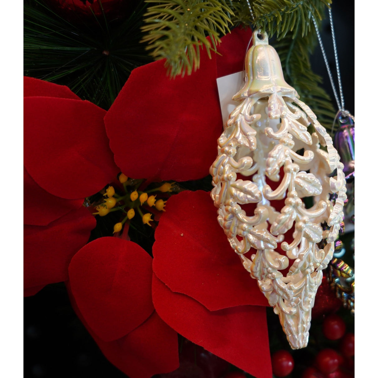 Glob de Craciun, Perlat, in forma de Con de brad, 6 cm x 15 cm, Plastic, Flippy - vivimall.ro