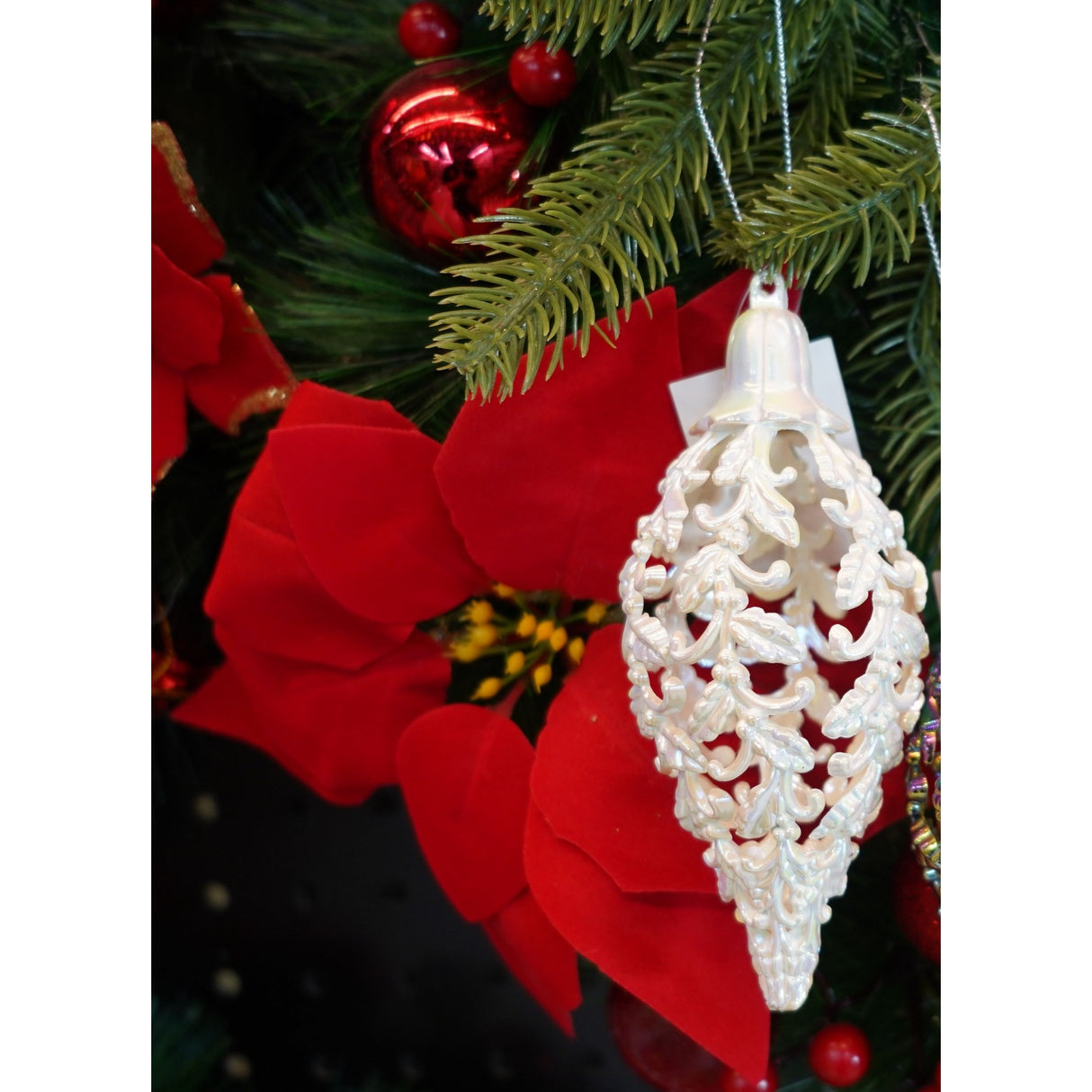 Glob de Craciun, Perlat, in forma de Con de brad, 6 cm x 15 cm, Plastic, Flippy - vivimall.ro