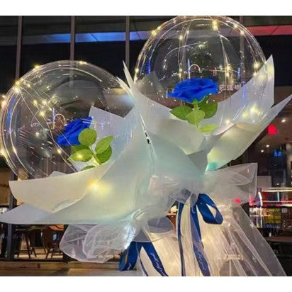 Trandafir Albastru In Balon Cu Lumini Led | BlueRose - vivimall.ro