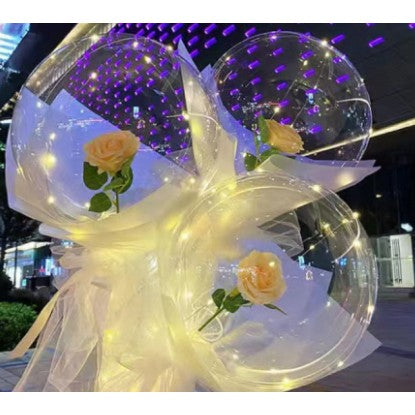 Trandafir In Balon Cu Lumini Sampanie | ShinyPetal - vivimall.ro