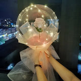 Trandafir In Balon Led Cu Lumini, Tip Buchet, Diametru 35 Cm