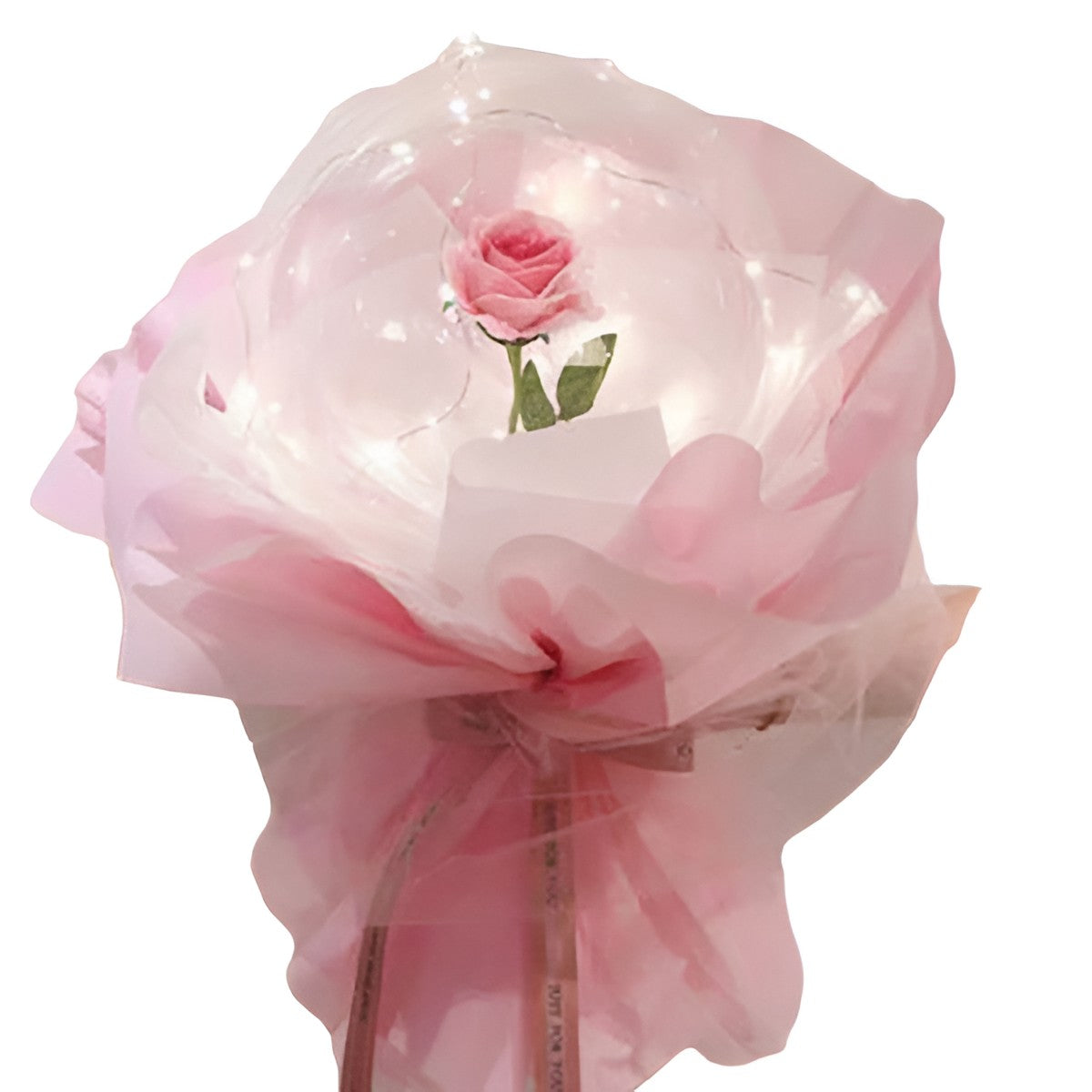 Trandafir In Balon Led Cu Lumini, Tip Buchet, Diametru 35 Cm