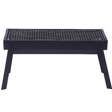 Gratar Portabil, Confectionat Din Metal, Pentru Picnic, Gradina, Terasa, Camping, Dimensiuni Reduse, 60X22X23 Cm, Negru - vivimall.ro