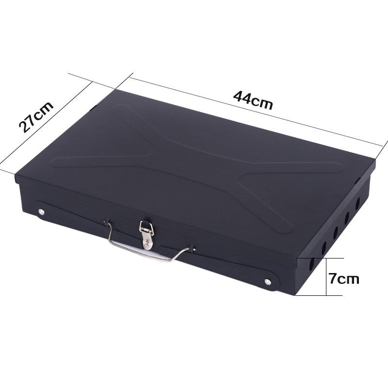 Gratar Portabil, Pliabil, Tip Servieta, Cu Accesorii Pentru Gatit Incluse, Confectionat Din Metal, 46X43X26 Cm, Negru - vivimall.ro