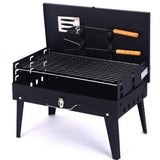 Gratar Portabil, Pliabil, Tip Servieta, Cu Accesorii Pentru Gatit Incluse, Confectionat Din Metal, 46X43X26 Cm, Negru - vivimall.ro
