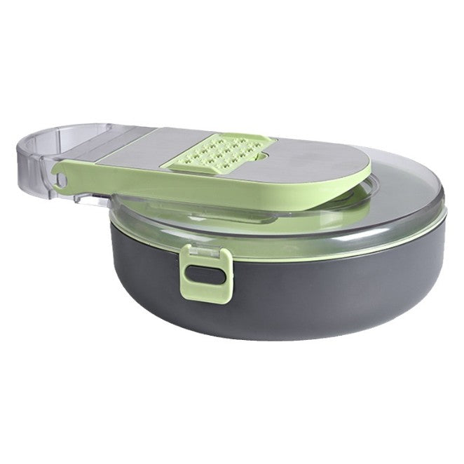 Feliator Multifunctional, Razatoare, 8 In 1, Pentru Fructe Si Legume, 12 Piese, Lame De Inox, Recipient Stocare, Separator Oua, Protectie Mana, Abs, Gri/Verde, 29.5X9X21.8 Cm - vivimall.ro