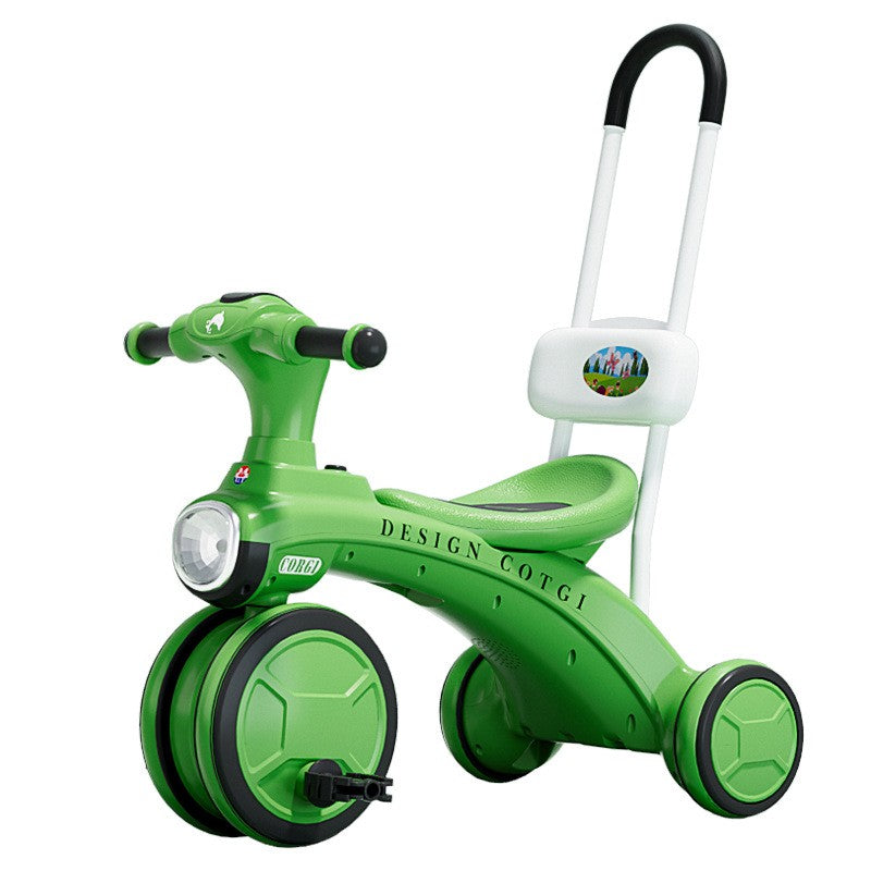 Tricicleta Pentru Copii Pedalare, Impingere, Lumini Si Sunete, Pedale Antiderapante, Material Dur, Cos Depozitare, Varsta Peste 18 Luni