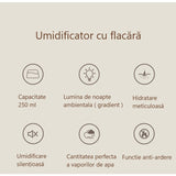 Umidificator de tip flacara, Flippy, cu aromaterapie, 7 culori, 250 ml, verde