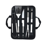 Set 5 Ustensile Pentru Gratar, Din Otel Inoxidabil, Geanta Oxford, Argintiu - vivimall.ro