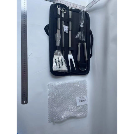 Set 7 Ustensile pentru Gratar, Vivimall, din Otel Inoxidabil, Geanta Oxford, Argintiu - vivimall.ro