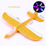 Avion Planor Din Polistiren In Punga, Lungime 47 Cm, Cu Lumini Pe Varf, Portocaliu - vivimall.ro