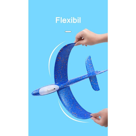 Avion Planor Din Polistiren In Punga, Lungime 47 Cm, Cu Lumini,