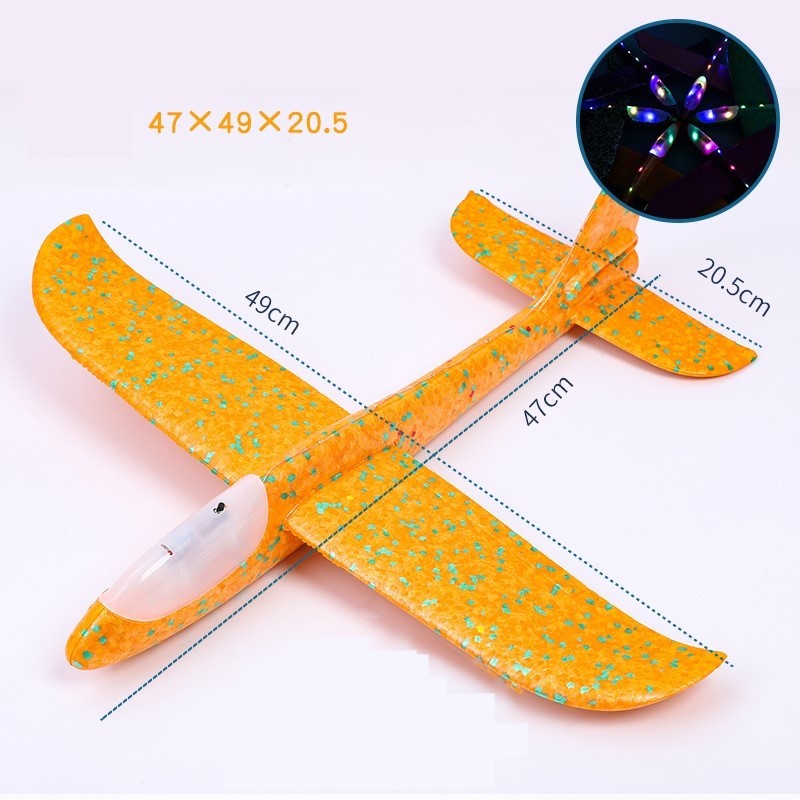 Avion Planor Din Polistiren In Punga, Lungime 47 Cm, Cu Lumini,