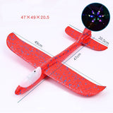 Avion Planor Din Polistiren In Punga, Lungime 47 Cm,, Cu Lumini Pe Cap