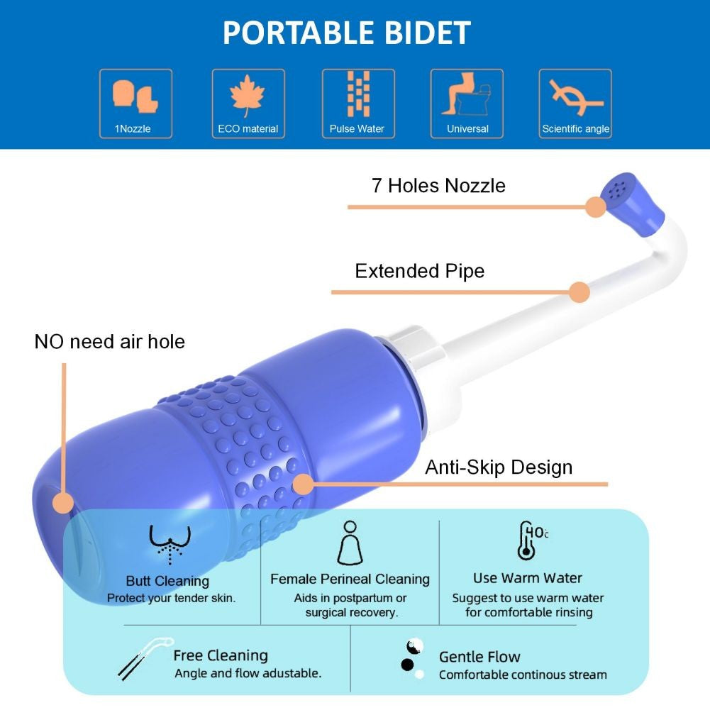 Bideu Portabil Pentru Igiena Intima, Pentru Postpartum/ Postoperator, 450 Ml, Cu Capac Si Husa Galbena, 29.5X7 Cm, Culoare Recipient - vivimall.ro