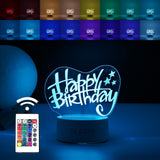 Lampa Led Decorativa, 3D, Happy Birthday, Cu Usb Si Baterii, 20 Cm Inaltime, Din Material Acril, Lumina A Si Telecomanda Inclusa, Alb - vivimall.ro