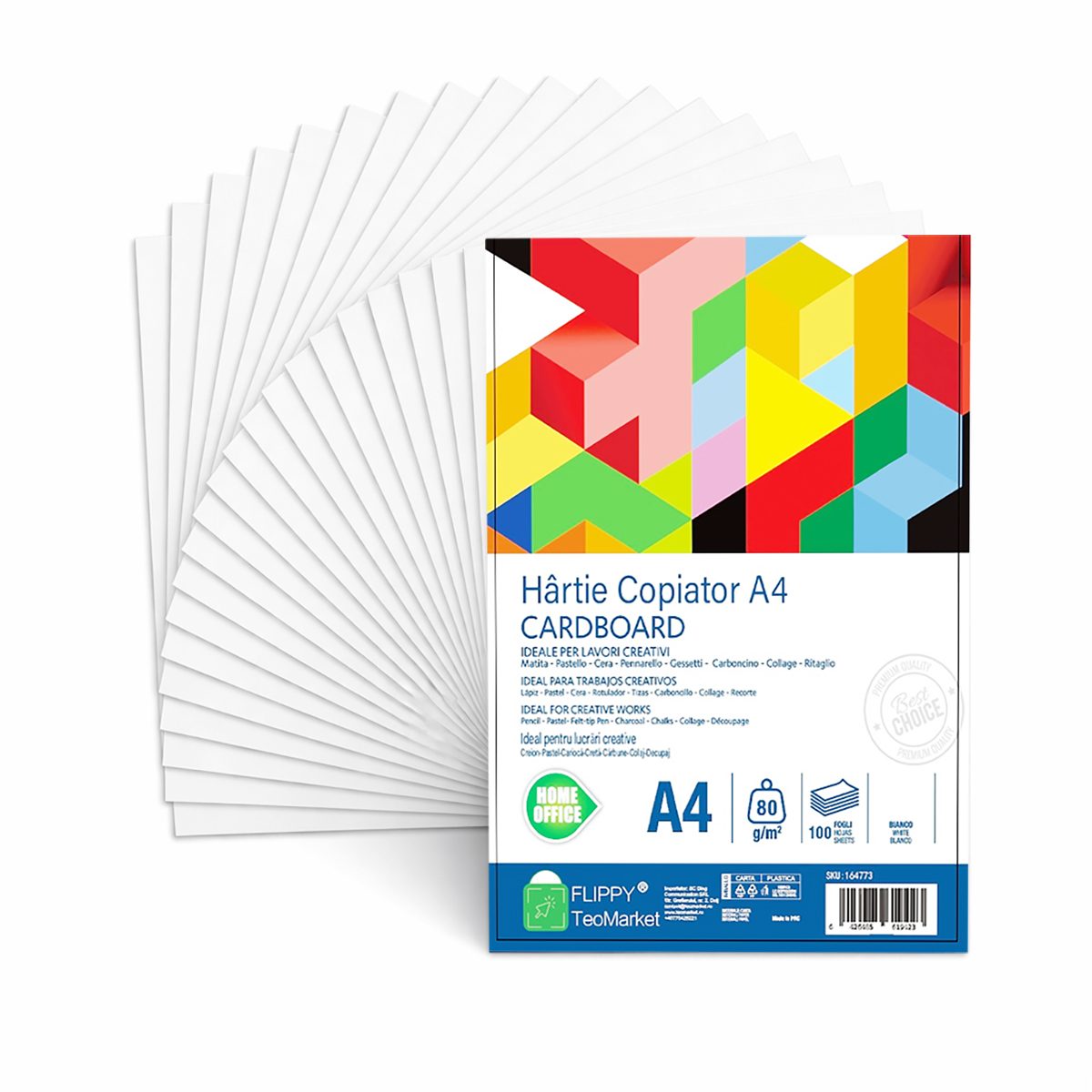 Hartie Copiator A4 Mutual Trust Cardboard, Flippy, 80 g/mp, 100 coli/top, 210 x 297 mm, Hartie Multifunctionala pentru Printare, Copiere si Proiecte Creative - vivimall.ro