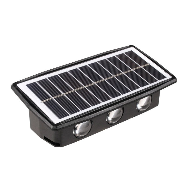 Lampa Solara Led Bidirectionala Dreptunghiulara Pentru Perete, 20.5X10 Cm, 6 Led-Uri, 5.5V, Abs, 500Mah, Rezistent La Apa Ip65, Alb Cald - vivimall.ro