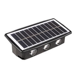 Lampa solara LED bidirectionala dreptunghiulara pentru perete Vivimall, 20.5x10 cm, 6 LED-uri, 5.5V, ABS, 500mAh, rezistent la apa IP65, alb rece