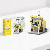 Model 3D asamblat Flippy Stradă Comercială Europeană, dimensiuni 6,4 x 5,6 x 8,2 cm, design galben-gri