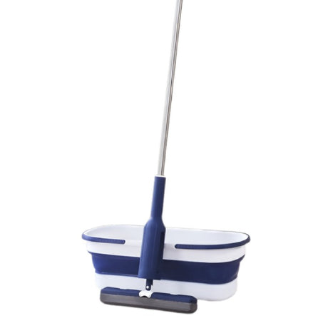Set Mop Telescopic cu Galeata Pliabila, Vivimall, Albastru, 32 cm, Maner Reglabil 140 cm, Sistem de Stoarcere Eficient - vivimall.ro