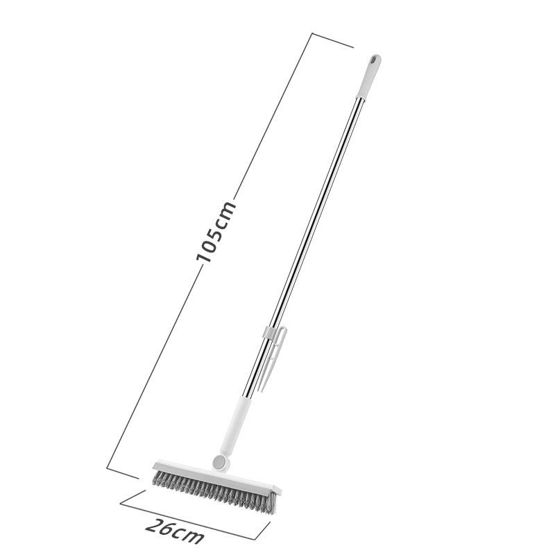 Perie De Curatare Pentru Podele Si Rosturi, Lungime Maner 105 Cm, Capat Pivotant 180 Grade, Peri Din Pp, Otel Si Plastic, Cleste Pentru Scame Si Par Inclus - vivimall.ro