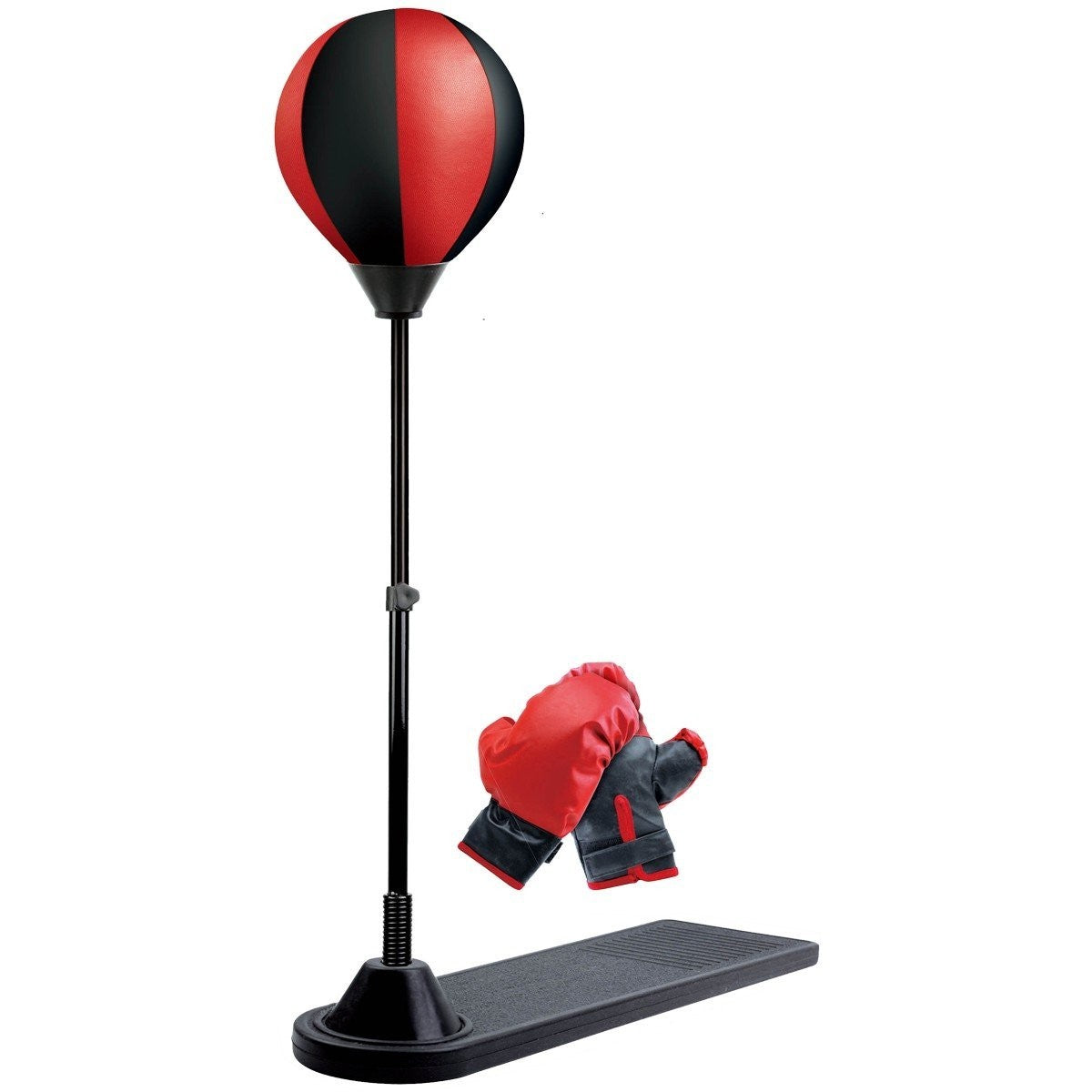 Jucarie Interactiva, Vivimall, Model Sfera de Box de Picior, Manusi Incluse, Inaltime Reglabila, +3 Ani, 120 x 25 x 52.5 cm, Rosu/ Negru - vivimall.ro